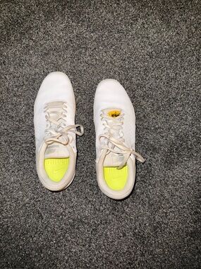 Nike White Cheer Sneakers with Neon Yellow Insoles